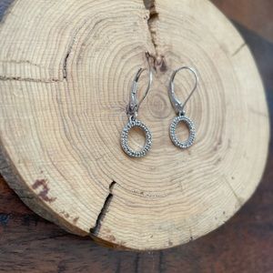 White gold and diamond circle drop earrings